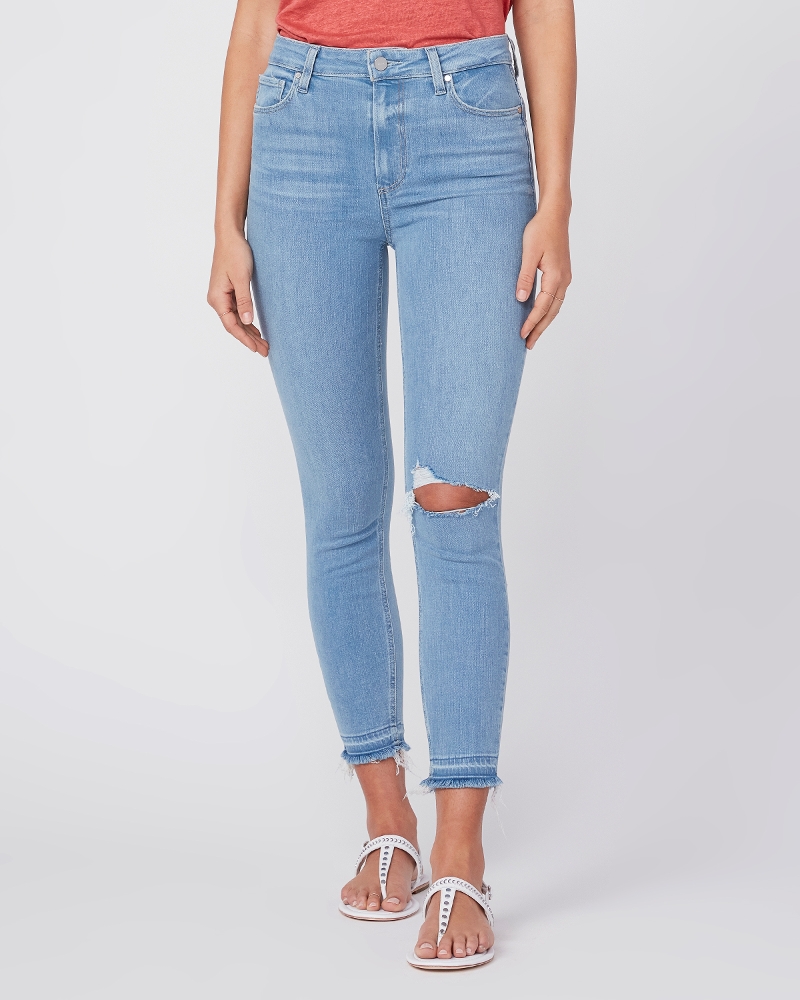 Paige Margot Crop Jeans in Sunray Destructed Wash