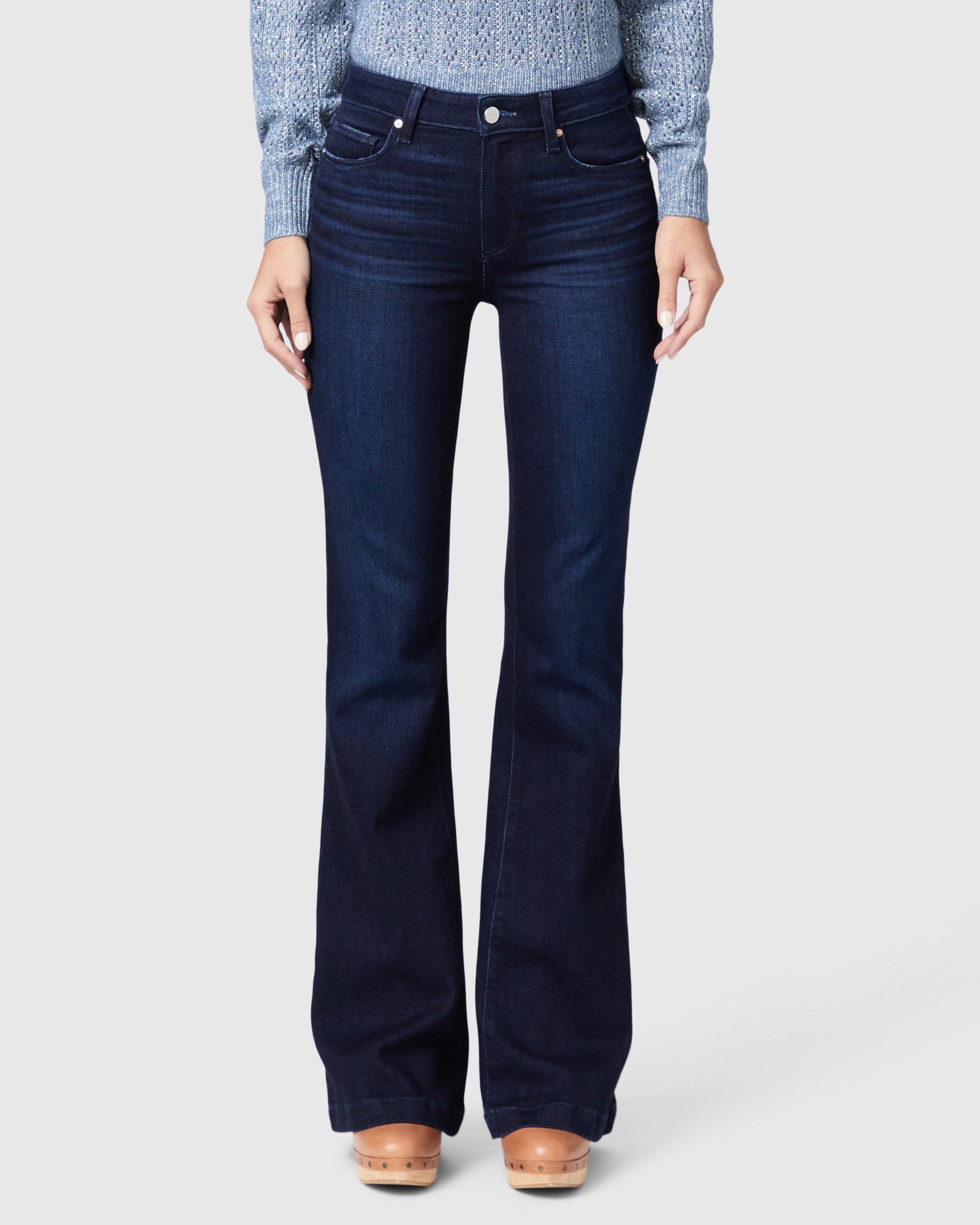 Damen Bekleidung Jeans Schlagjeans PAIGE Synthetik DENIM HIGH in Blau 