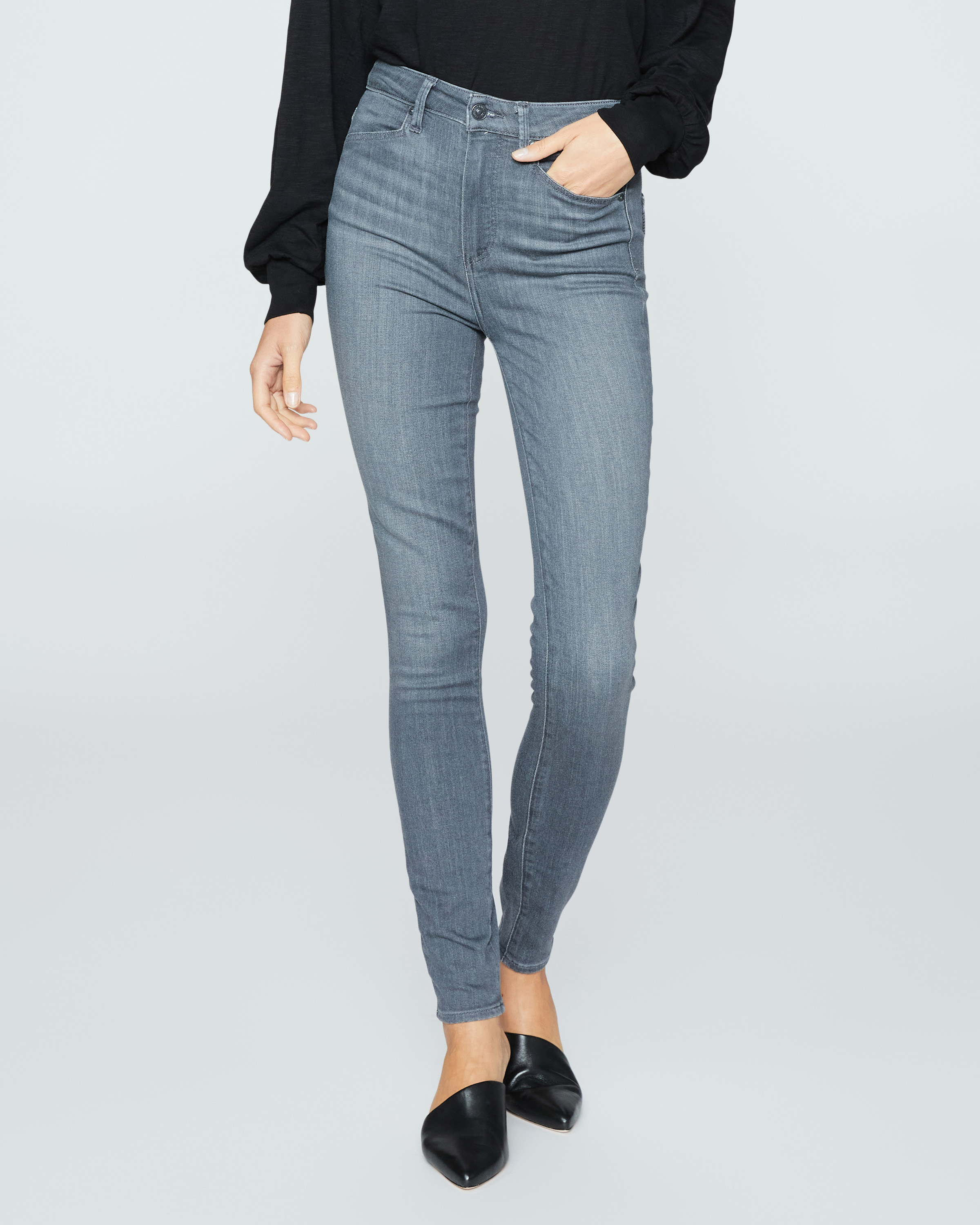 Margot Ultra Skinny Jeans Black ShadowPAIGE di Denim Donna Abbigliamento da Jeans da Jeans skinny 