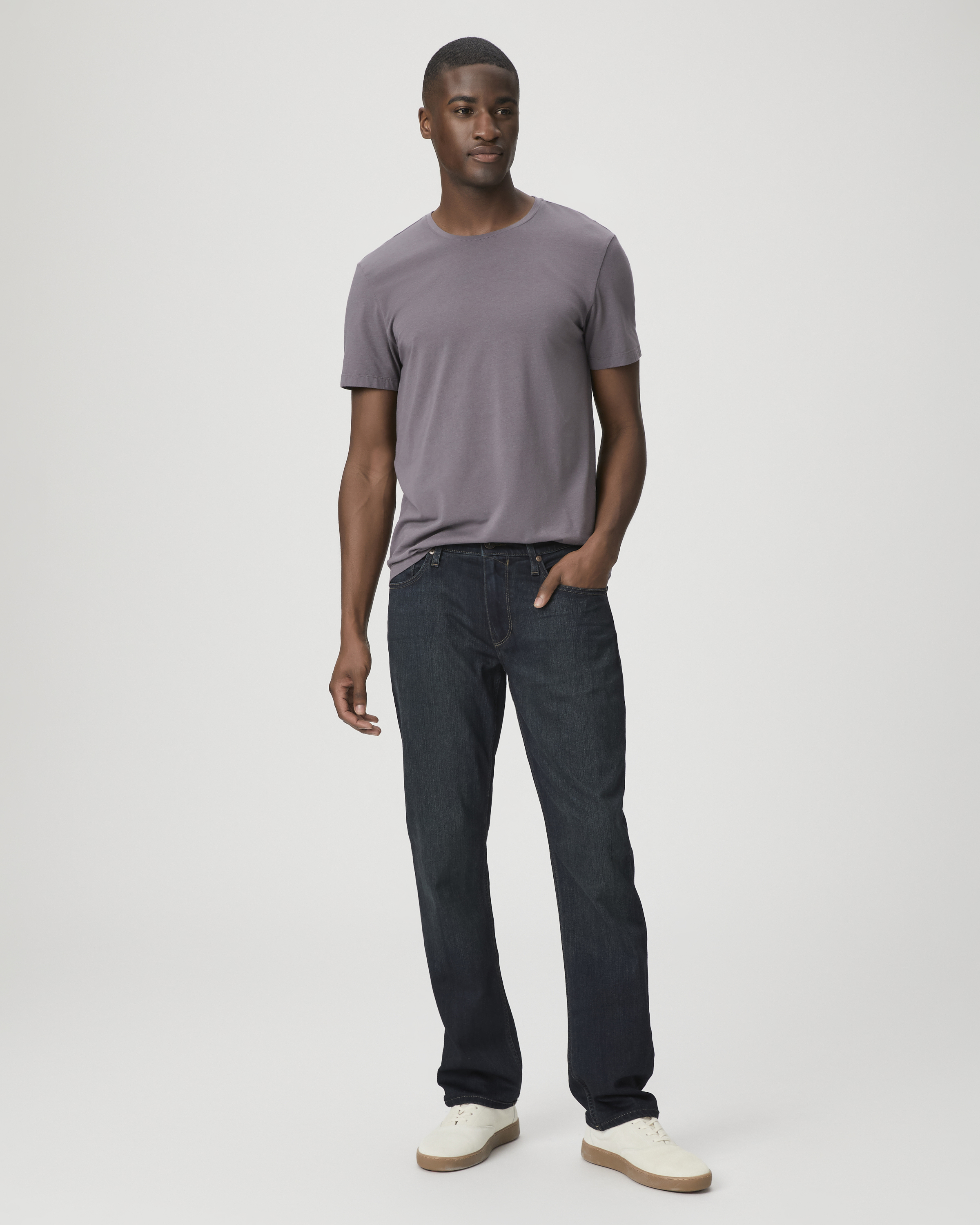 PAIGE Cotton Sir Normandie Straight Jeans in Grey for Men Grey Mens Clothing Jeans Relaxed and loose-fit jeans 